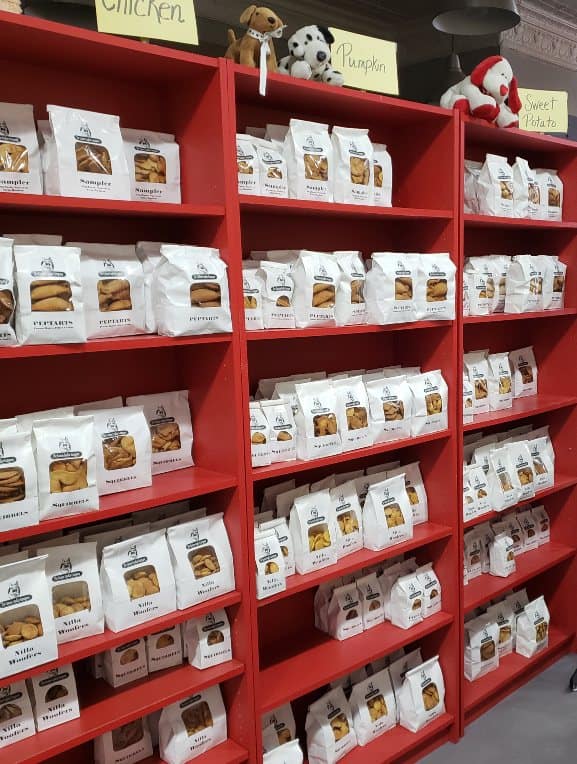 Canine Cookie Company products on shelves