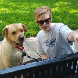 Pet Sitter Abby with lovely yellow Labrador