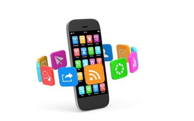 Smartphone displaying various pet care app icons for pet parent management.
