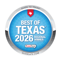 Best of Texas 2026 Regional Winner badge for Top Dog Pet Sitters in McKinney, TX.